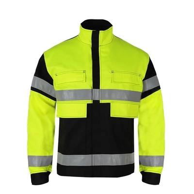Factory Supply High Visibility Safety Work Clothes Construction Security Workwear Reflective Work Jacket for Mens Cotton